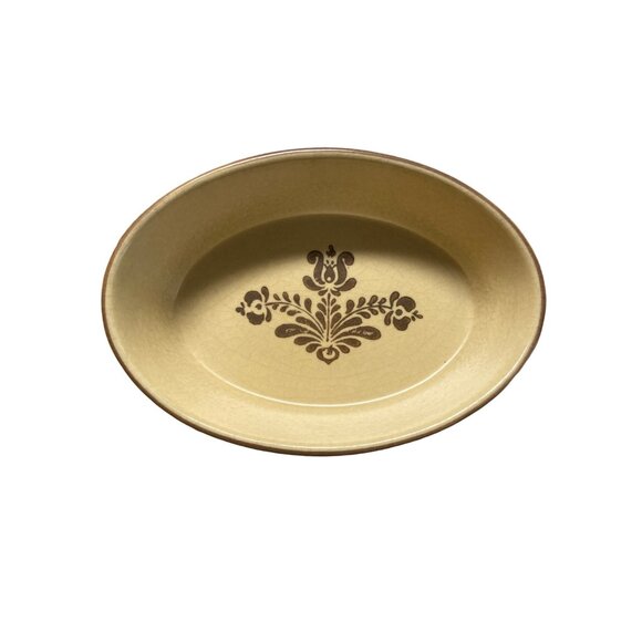 Vintage Pfaltzgraff Yorktowne Oval Vegetable Serving Dish Brown Folk Art #240 - Picture 3 of 7